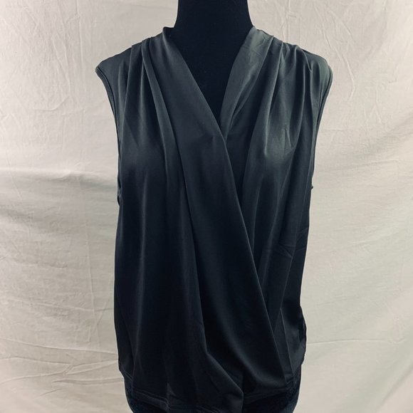 Black Ruched Wrap Tank Top - Picture 6 of 6